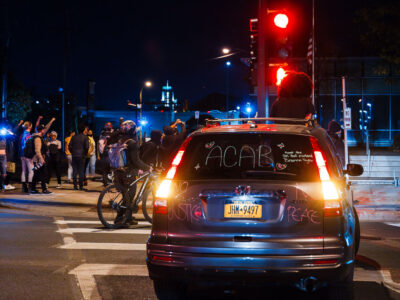 ACAB car and protests at 5th precinct
