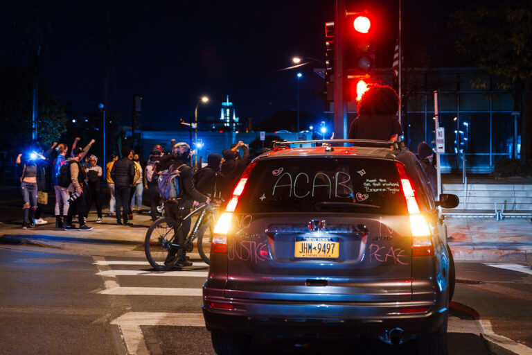 ACAB car and protests at 5th precinct 4 Protests outside the Minneapolis police 5th precinct police station as Derek Chauvin makes bail.