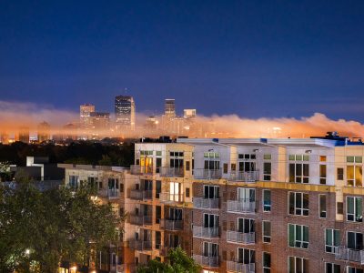 Smoke from South 4th Ave Fire over Minneapolis Skyline