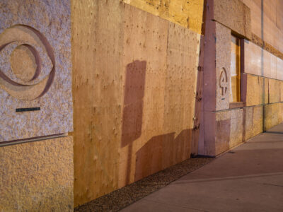 WCCO-TV Building Boarded Up on Nicollet Mall, Minneapolis