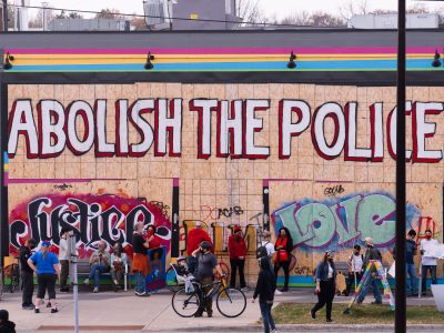 "Abolish The Police" Mural on the Hook and Ladder in Minneapolis