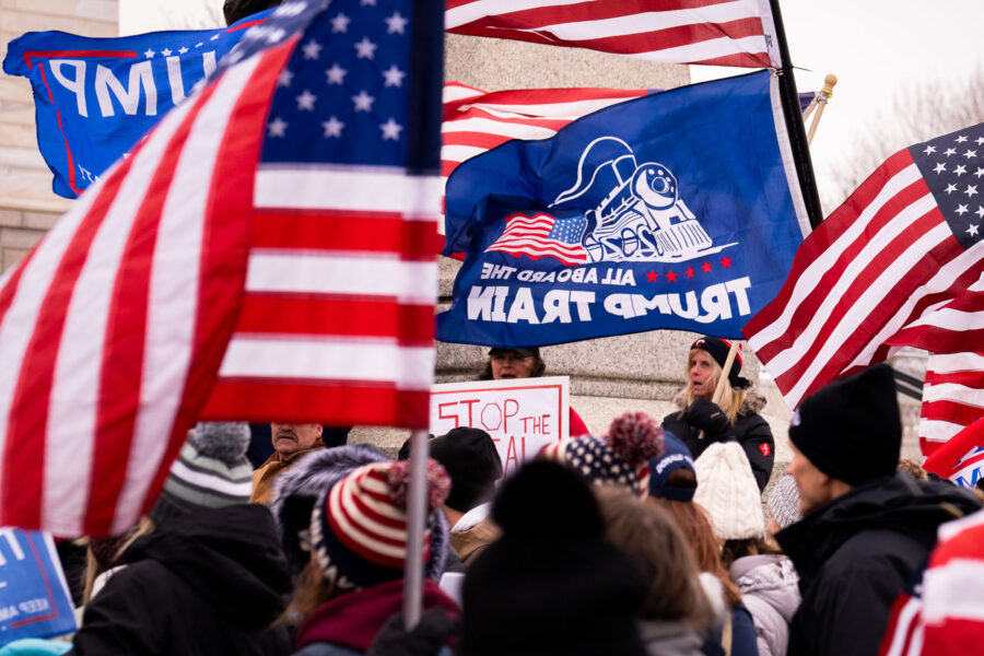Stop The Steal Trump Train Flag at Minnesota State Capitol