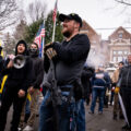 Armed “Proud Boys” at a “Stop The Steal” rally outside the Minnesota Governor’s mansion in St. Paul, Minnesota on November 14, 2020.