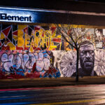 Boards over the windows of Fifth Element on Hennepin Ave.