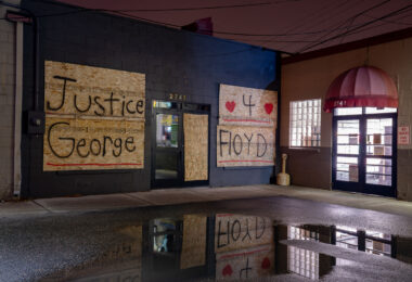 Justice 4 George Floyd boards on Hennepin Ave in Uptown Minneapolis.