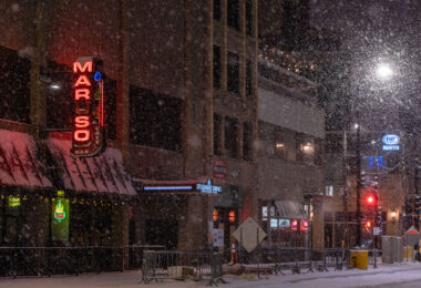 Maruso Bar on Hennepin Avenue in Minneapolis during a November 11th snowstorm.