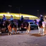 Minneapolis Police on horses while arrested 646 in Minneapolis following a march down Interstate 94 the day after election day.