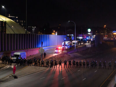 Minnesota State Patrol Forms Line on I-94, Minneapolis