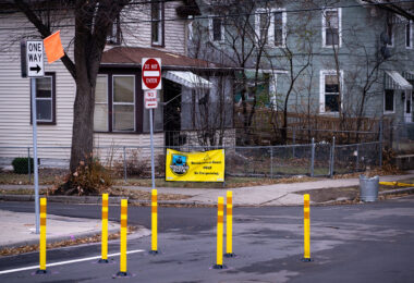A Neighborhood Watch banner in a South Minneapolis neighborhood.