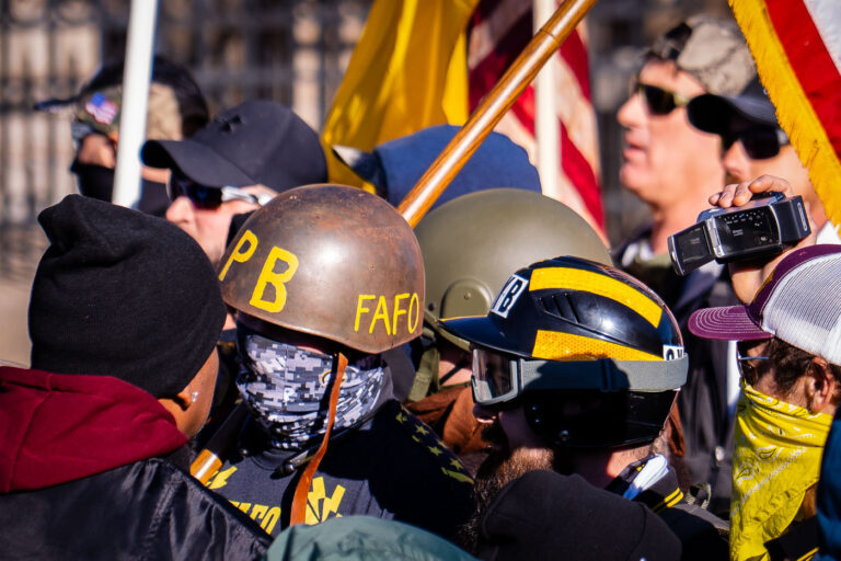 Proud Boys at Governor's Mansion 2 "Proud Boys" confront counter protesters outside the Minnesota Governor's Mansion where "Stop The Steal" protesters were holding a rally.