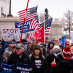 “Stop the steal” protesters gathering at the Minnesota State Capitol on November 14, 2020.