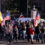 Stop The Steal protesters with the Proud Boys at the Governor's mansion in St. Paul, Minnesota.
