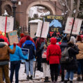 A Stop Line 3 protest outside the Governor’s mansion in St. Paul, Minnesota on November 14, 2020.