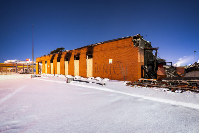 Anarchy at the Post Office 1 Located at 110 E 31st St in South Minneapolis and across from the Minneapolis Police 5th precinct. The post office was burned during the George Floyd uprising on May 29th. This along with the Minnehaha Station moved into a vacant K-Mart on Lake Street a block away. The post office was eventually rebuilt and opened 3 years to the day that it burned.