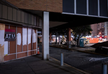 The remains of the Wells Fargo on Nicollet Ave. The bank was located across the street from the Minneapolis police fifth precinct police station. The building was burned during the uprising that followed the May 25th, 2020 death of George Floyd.