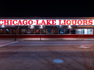 Chicago Lake Liquors on Lake Street, Minneapolis, boards removed