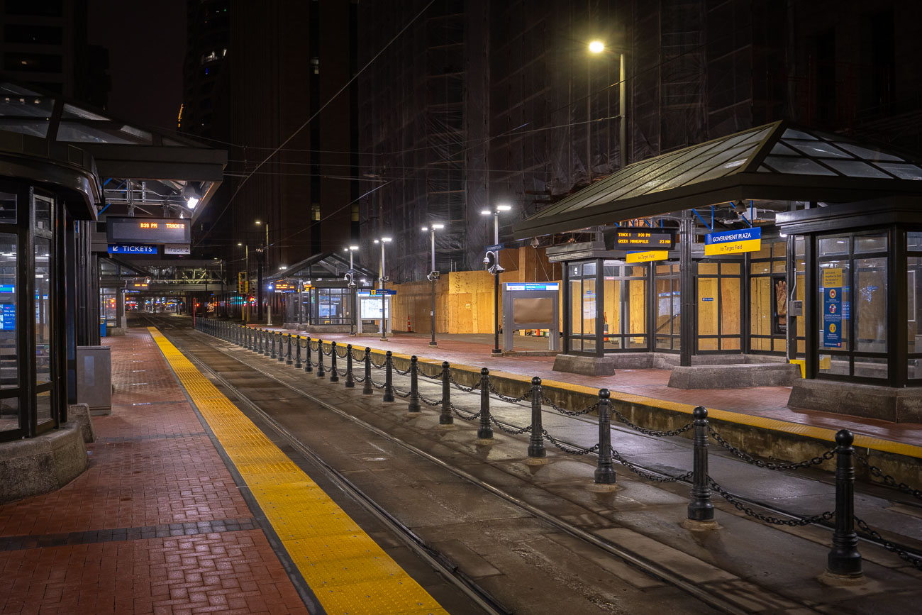 The Government Plaza LRT stop in downtown Minneapolis.