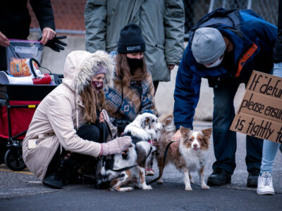 Dogs at St. Paul Police Protest during Minneapolis Uprising