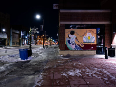 Mural on H&M Boards, Hennepin Ave, Minneapolis Uprising