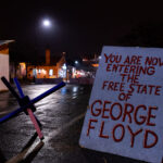 A sign reading “You are now entering the free state of George Floyd” as you enter George Floyd Square. The square has been a protest zone since the the May 25th, 2020 death of George Floyd.