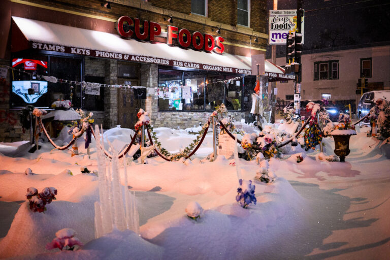 George Floyd Memorial after fresh snowfall 3 The George Floyd Memorial at George Floyd Square after a fresh December snowfall.