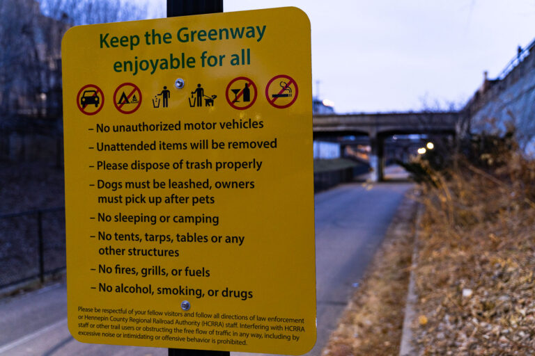 Keep the Greenway enjoyable for all 4 New signs on the greenway that replaced homeless encampment safety notices. The people living along the greenway were evicted on December 17th and 18th.