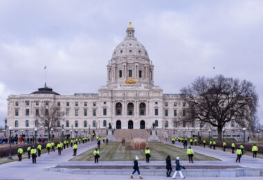 Minnesota State Patrol deployed around the Minnesota State Capitol after reports of protests following President Trump's re-election loss.