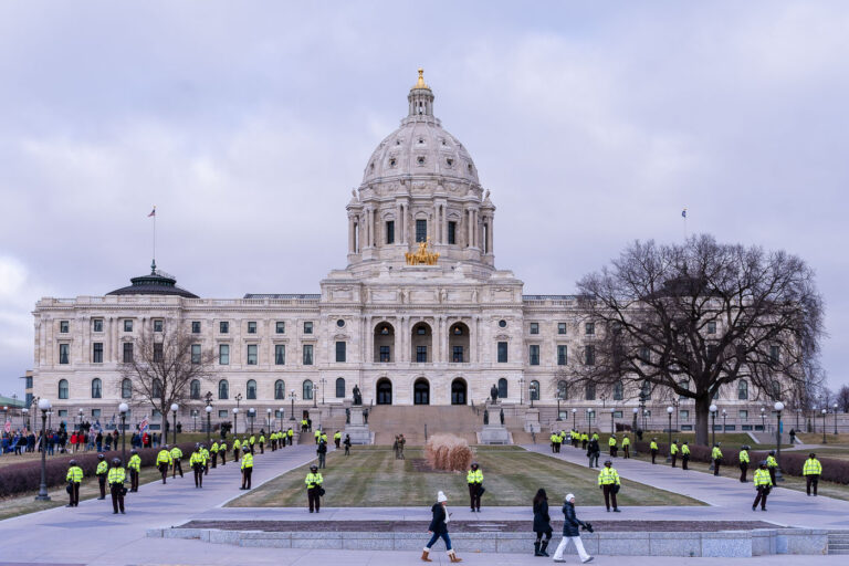 Minnesota State Capitol after Trump looses election 1 Minnesota State Patrol deployed around the Minnesota State Capitol after reports of protests following President Trump's re-election loss.