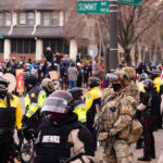 Minnesota State Patrol outside the Minnesota Governor's Residence during a Stop The Steal protest that brought a counter protest. December 5, 2020.