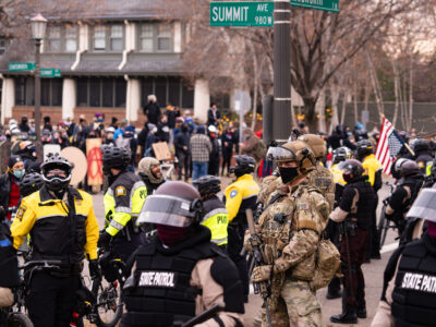 MN State Patrol at Governor's Residence Stop The Steal Protest