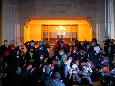 Crowd Greets Myon Burrell Outside Stillwater Prison, Minnesota