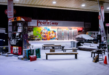 The People’s Way at George Floyd Square after a fresh snowfall. The intersection has been a protest zone since the May 25th, 2020 death of George Floyd.