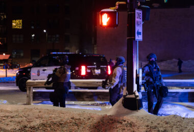 Around 100 in Minneapolis joined a NYE nationwide call for protest supporting those imprisoned by the state. After the jail was spray-painted Minneapolis Police, State Patrol, Golden Valley PD, Hennepin Sheriffs, & state aerial surveillance descended on the area to arrest dozens.