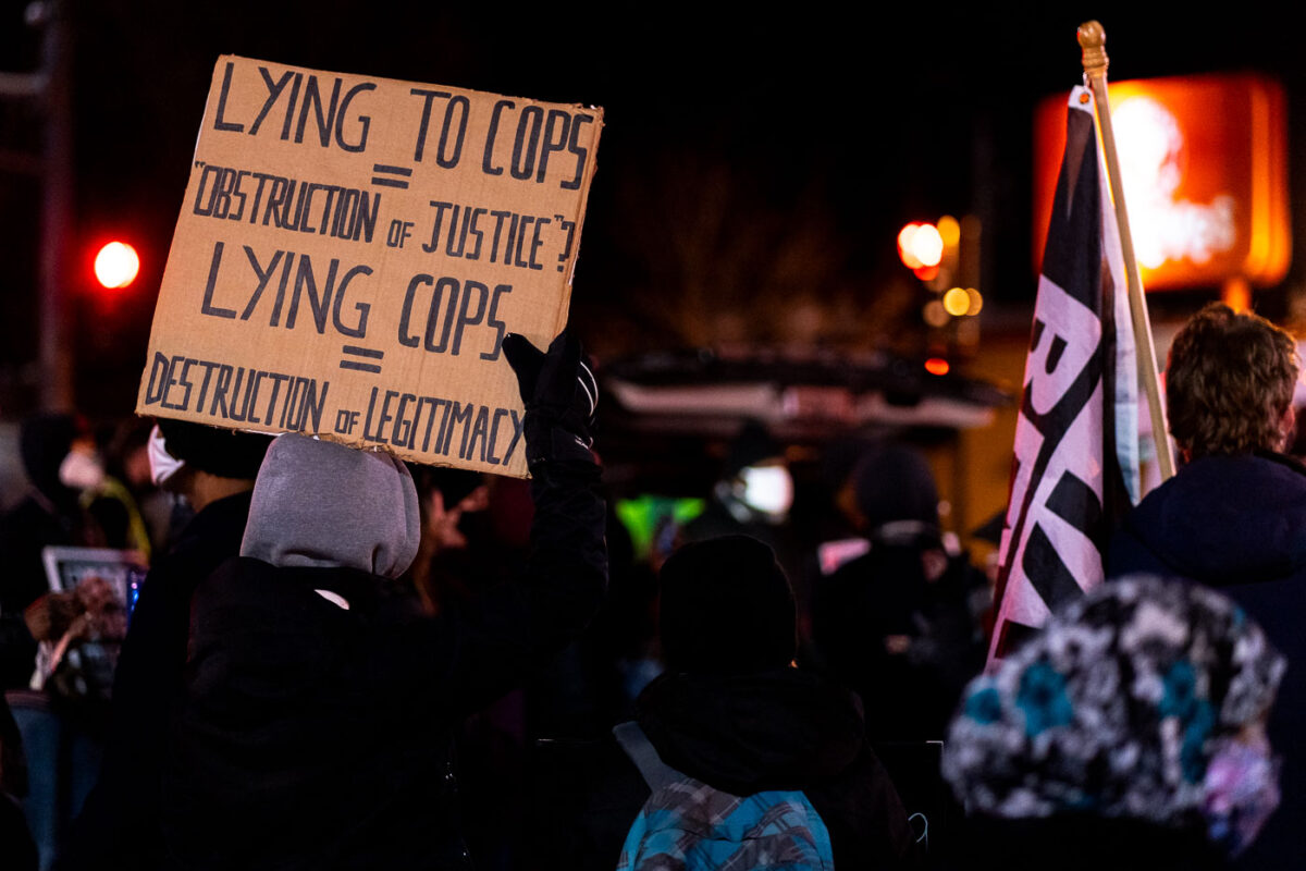 Protesters march in St. Paul after Joseph Washington is shot by St. Paul police.