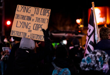 Protesters march in St. Paul after Joseph Washington is shot by St. Paul police.