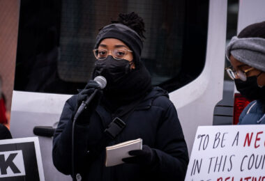 Protesters marched the half mile from Wilder Playground to the St. Paul Police at Minnehaha & Payne where they heard from speakers on racial inequality and the need for defunding/abolishing the police on December 12, 2020.