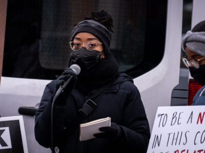 Protest Speaker at Minnehaha & Payne, St. Paul