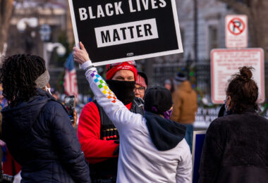 Trump supporters and counter-protesters at the Minnesota Governor’s Residence after a “Storm The Capitol” event at the Minnesota State Capitol.