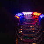 Capella Tower in downtown Minneapolis lit up red, white and blue following the United States Capitol attack.