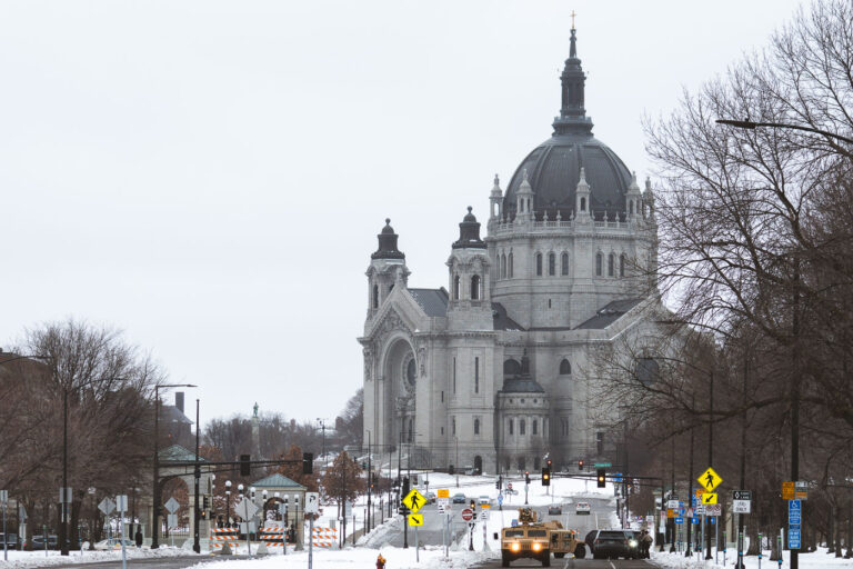 Cathedral of Saint Paul and the National Guard 1 A pro-Trump rally at the Minnesota State Capitol had about 20 in attendance. The Capitol was heavily secured by Ramsey County, St. Paul Police, DNR Conservation Officers, State Patrol and the National Guard after reports of possible violence at State Capitols.