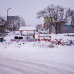 Barricades at George Floyd Square on January 23, 2021. The area has been a protest zone since the May 2020 murder of George Floyd.