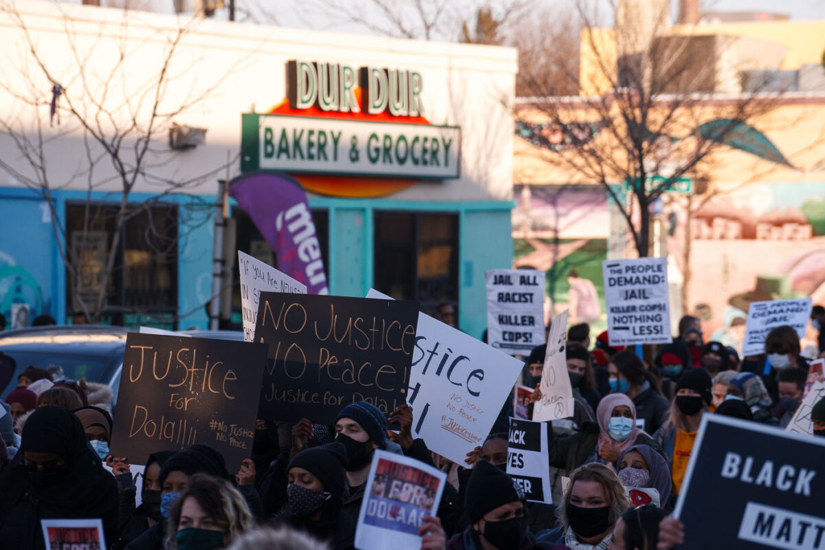 Around a thousand protesters gathered outside of the Holiday Gas station at Cedar and 36th in South Minneapolis seeking justice for Dolal Idd. Dolal Idd was shot and killed by Minneapolis Police on December 30th, 2020 during a traffic stop. This was the first police officer killing since George Floyd a mile away on May 25th, 2020.