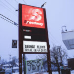 Countdown to the Derek Chauvin trial on the former Speedway Gas station at 38th and Chicago, George Floyd Square.