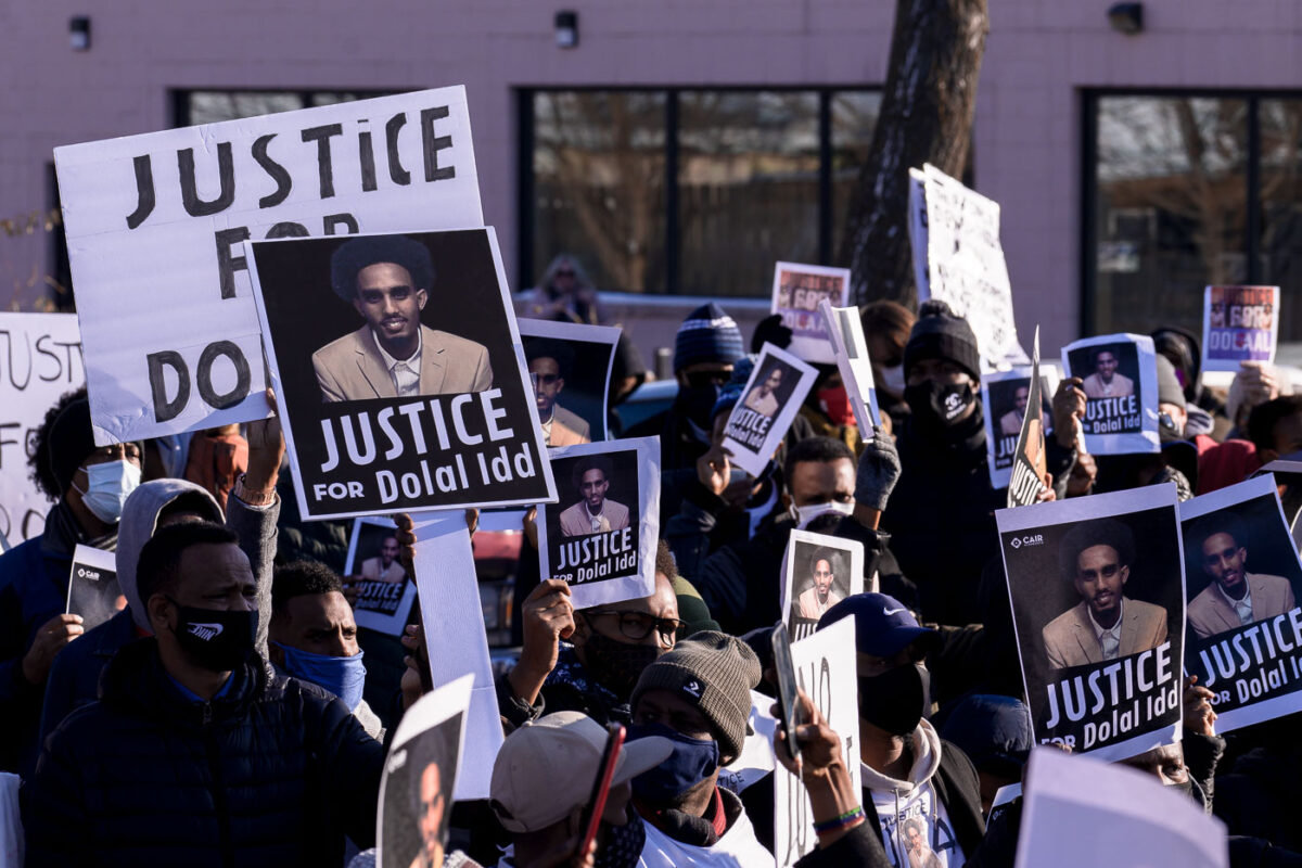 Around a thousand protesters gathered outside of the Holiday Gas station at Cedar and 36th in South Minneapolis seeking justice for Dolal Idd. Dolal Idd was shot and killed by Minneapolis Police on December 30th, 2020 during a traffic stop. This was the first police officer killing since George Floyd a mile away on May 25th, 2020.