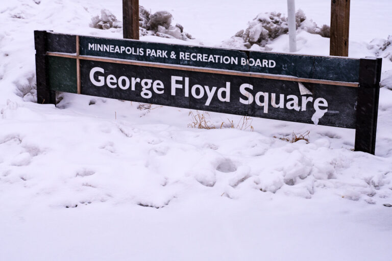 Minneapolis Park and Rec George Floyd Square 2 A repurposed Minneapolis Park & Recreation sign at George Floyd Square.