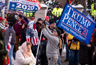 Trump supporters gather at the Minnesota Governor’s Residence after a “Storm The Capitol” event at the Minnesota State Capitol.