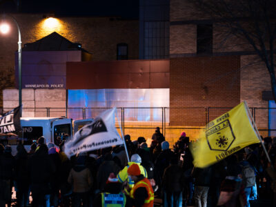 Protesters at Minneapolis Police 3rd Precinct on Inauguration Day