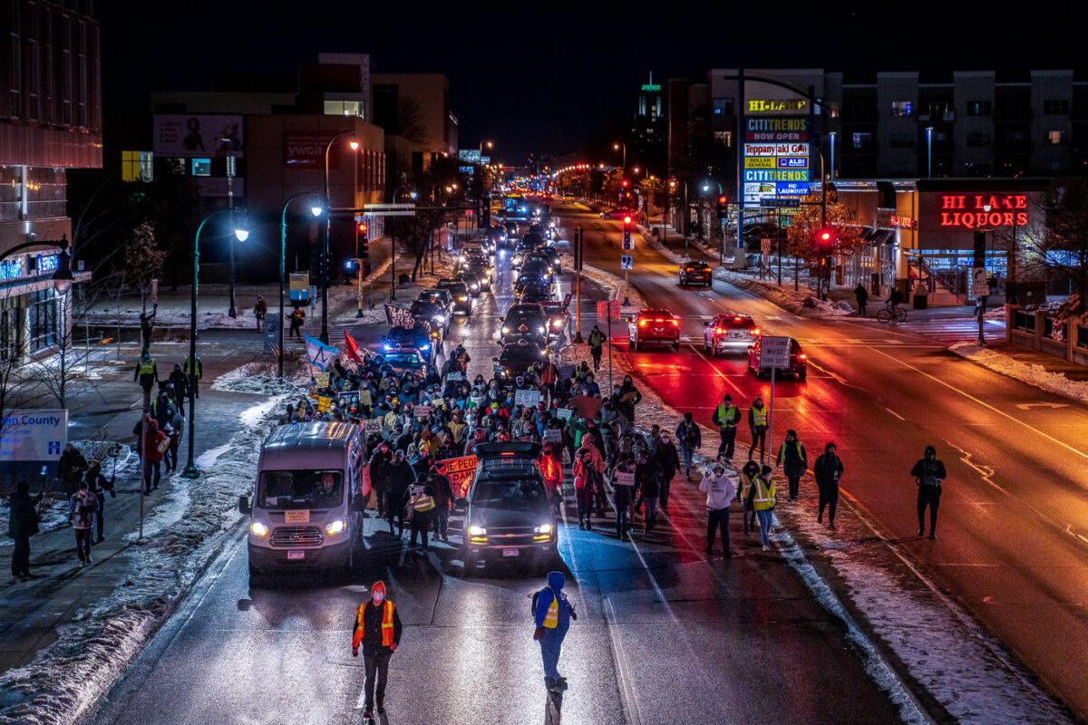 Around 100 protesters marched on Inauguration Day from South High to the 3rd precinct. Among the demands were for Biden to reverse Trump climate change & environmental policies and community control of police.