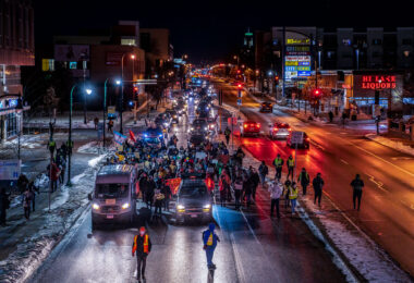Around 100 protesters marched on Inauguration Day from South High to the 3rd precinct. Among the demands were for Biden to reverse Trump climate change & environmental policies and community control of police.