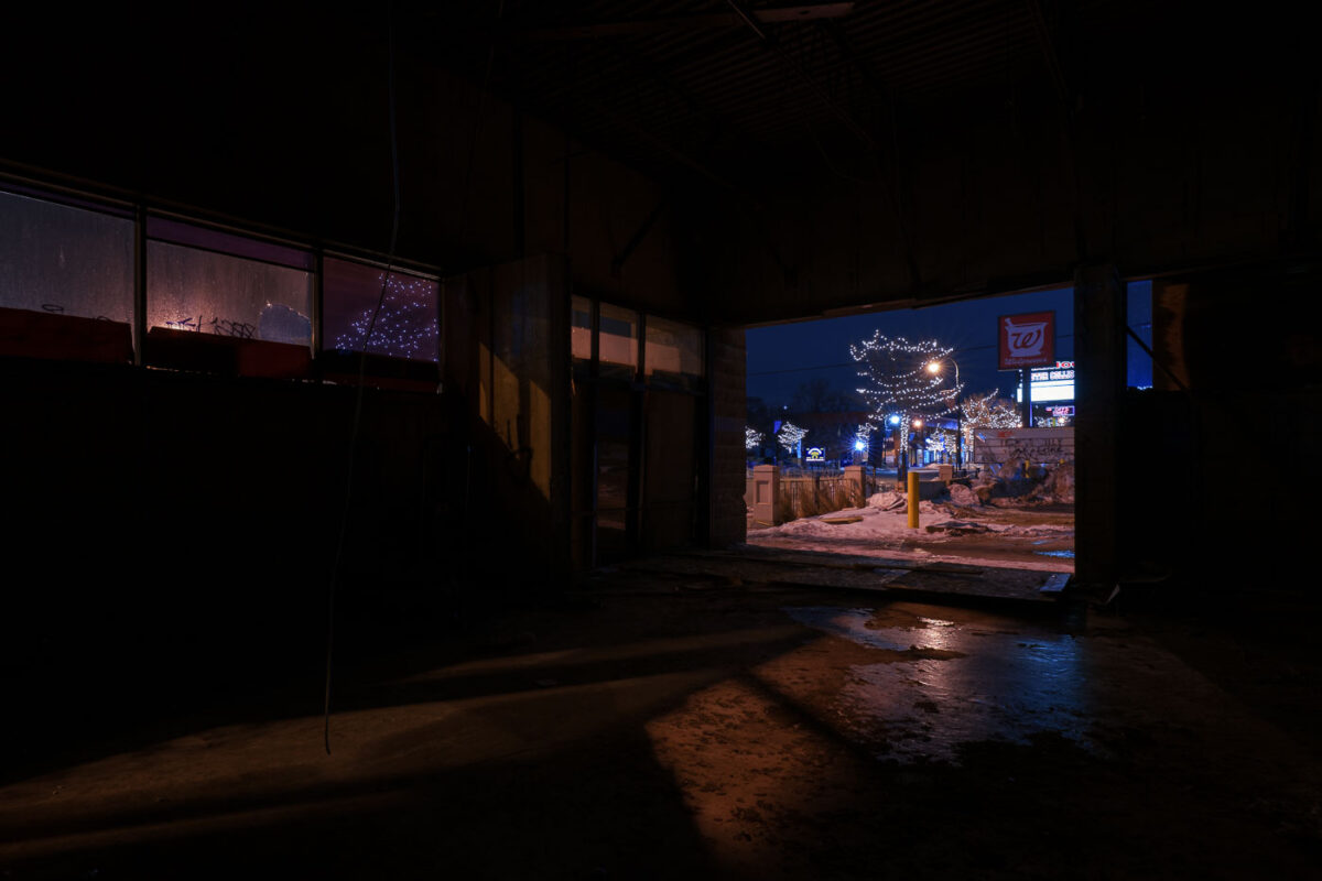 Inside the gutted Walgreens building that was destroyed during Minneapolis riots.